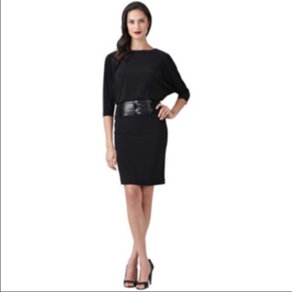 Adrianna Papell Dolman Blouson Wide Belt Dress